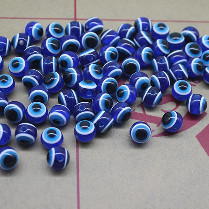 Economical 1000Pcs/Pack 4/6/8mm Evil Eyes Beads For Jewelry Making Blue Round Smooth Beads For DIY Bracelet Necklace Earrings