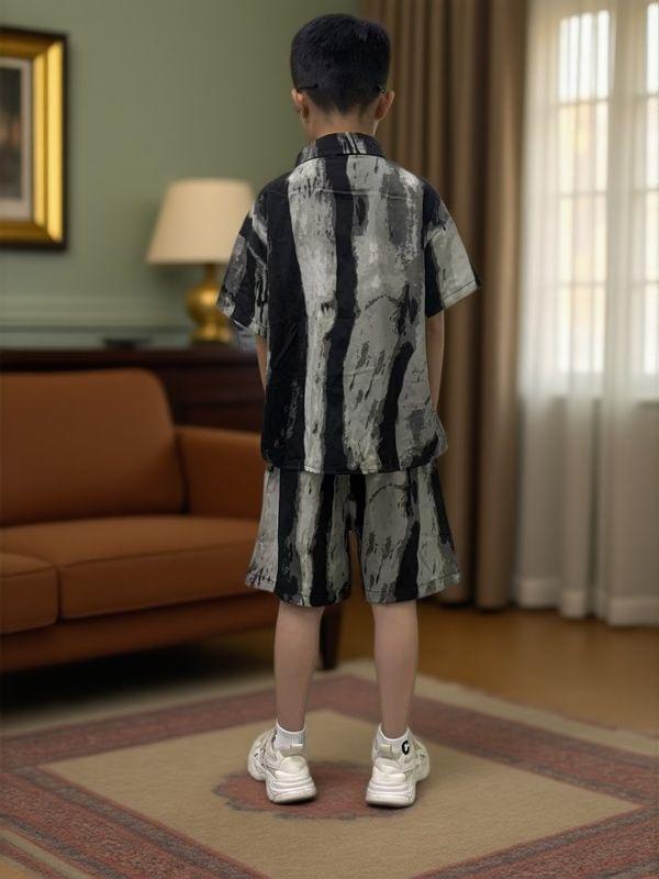 Boys' Ice Silk Cool Streetwear: Trendy Summer Short Sleeve Two-Piece Set