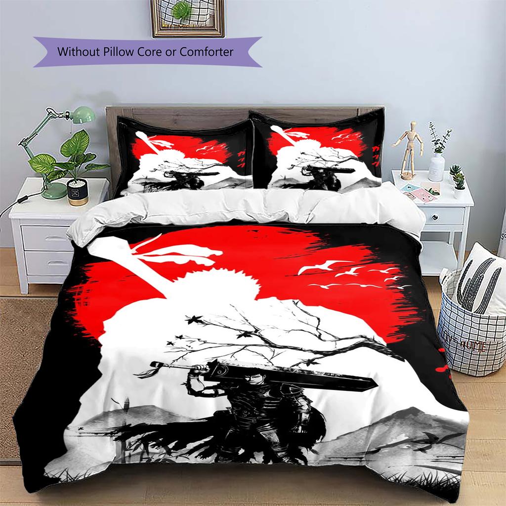 Juego de Ropa de Cama con Estampado de Dibujos Animados Colcha Funda de Colcha Funda de Almohada Decoración del Hogar Regalo de Cumpleaños (1 * funda nórdica + 2 * fundas de almohada, sin núcleo)