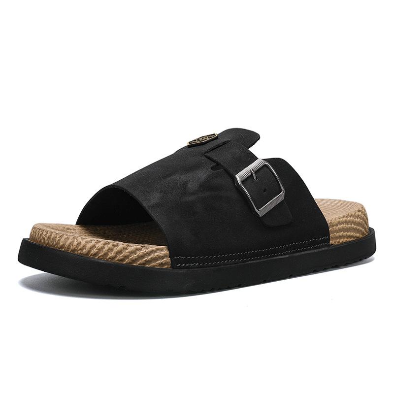 

Large size men s outer slippers summer new non-slip and wear-resistant casual sports two wear thick-bottomed beach one-word sandals 39