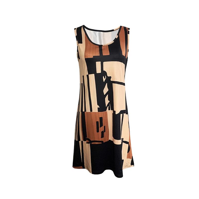 Boho Color Block Print Halter Dress – Summer Dress for Festival, Vacation & Street Style