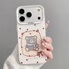 Silver Frosted Cartoon 'Little Bear' Scarf Phone Case for Apple 17 Pro Max, 16 Pro, 15, 14 Plus