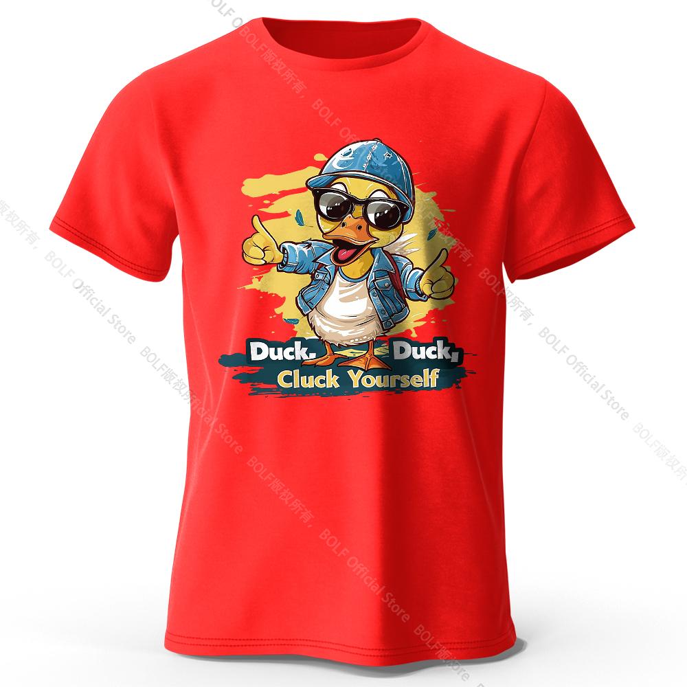 Herren T-Shirt 'Cluck Yourself' Print 100% Baumwolle Oversized Edgy Grafik-T-Shirts für Damen Sommer Oberteile Punk Streetwear