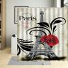 Retro Paris Tower Flower Oil Painting Shower Curtain Elegant Fabric Waterproof Bathroom Decor Screens Bath Curtains With 12 Hook