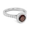 Granat Runder Halo Akzente Ring - 925 Sterlingsilber