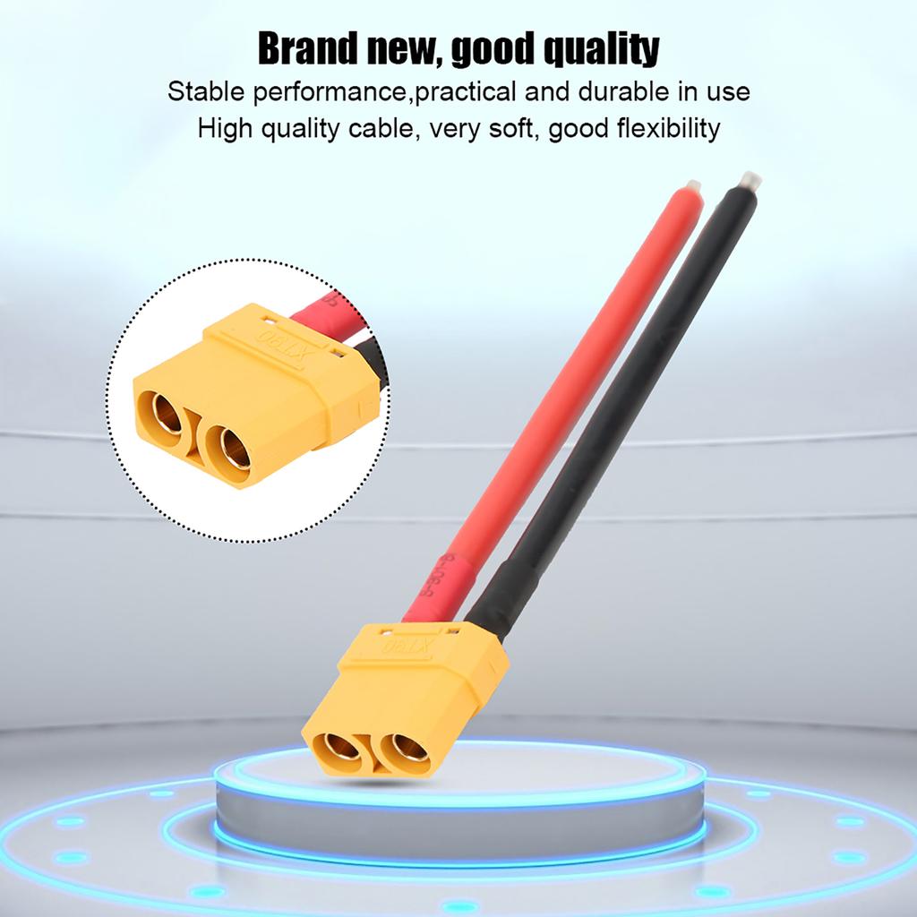 XT90 Plug Male Connector with 12AWG 110mm Silicon Wire Accessories for RC   Model Battery(Black red )