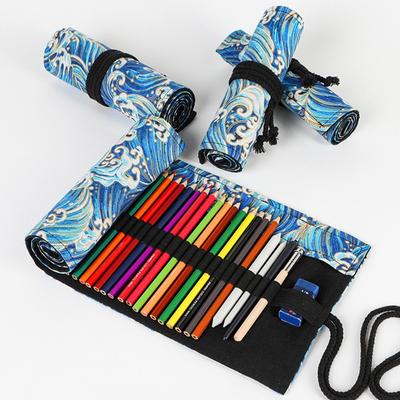 12 Löcher Canvas Roll Up Bleistift Tasche Stift Vorhang Fall Make-Up Wrap Halter Lagerung Tasche Schulbedarf