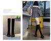 Women's Black Suede Knee-High Boots - 8CM Height Increase, Thick Sole, Plus Velvet, Elastic, 2025 Autumn/Winter Collection