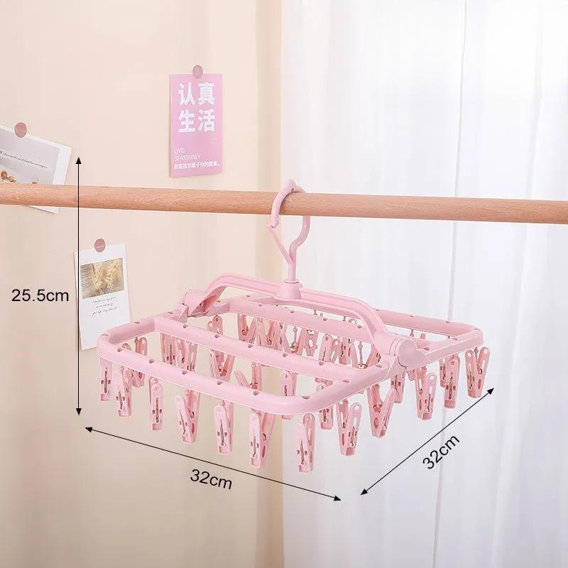 Drying Rack Foldable Clothes Drying Rack Drip Hanger Plastic Hanging Drying Rack with 32 Clips for Clothes Underwear Socks