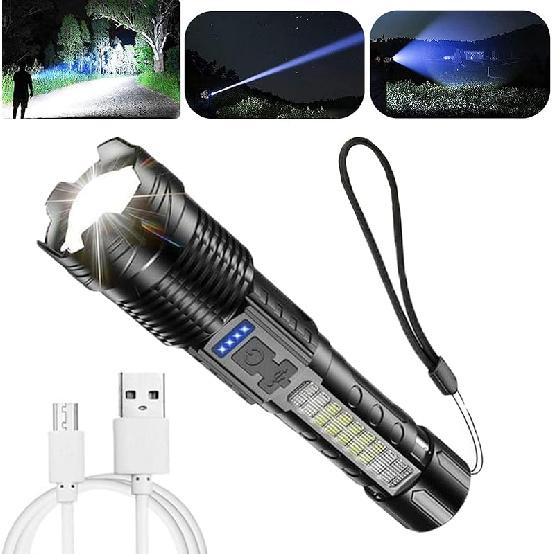 FETNHU Observatioy Flashlight, Observatioy Outdoor Lighting White Laser Flashlight, Observatory Flashlight with Cob Warning Side Work Light, USB
