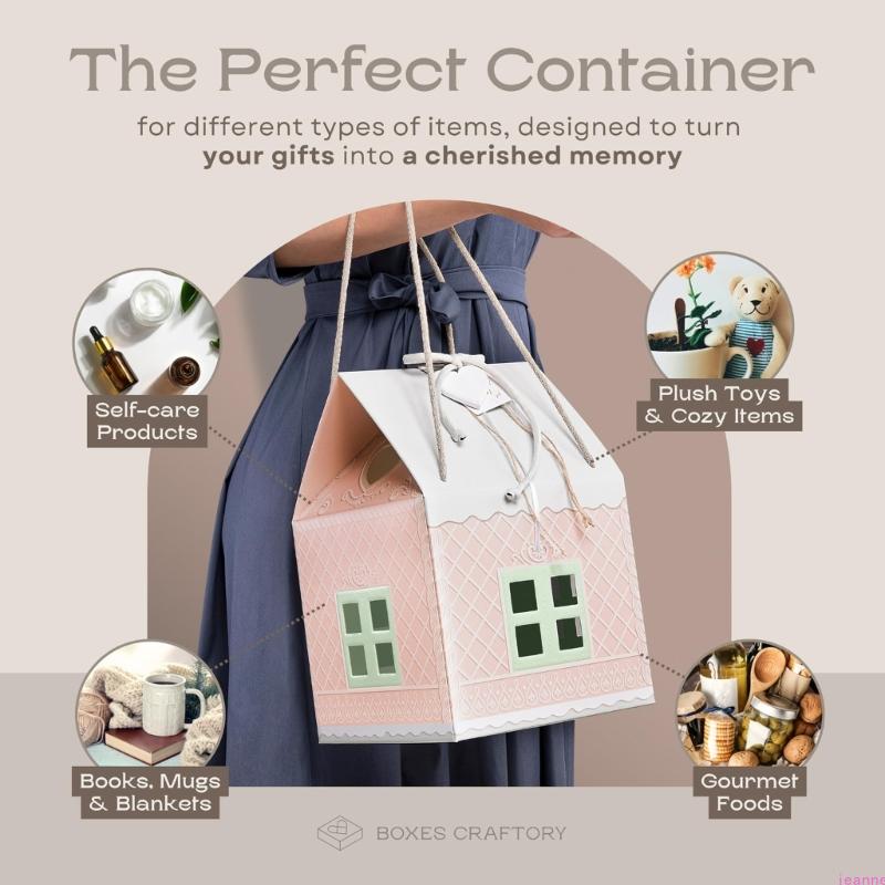 Elegant Christmas Cottage Gift Box Holiday Homes Decoration for Festival Party Supplies Home Display Accessories