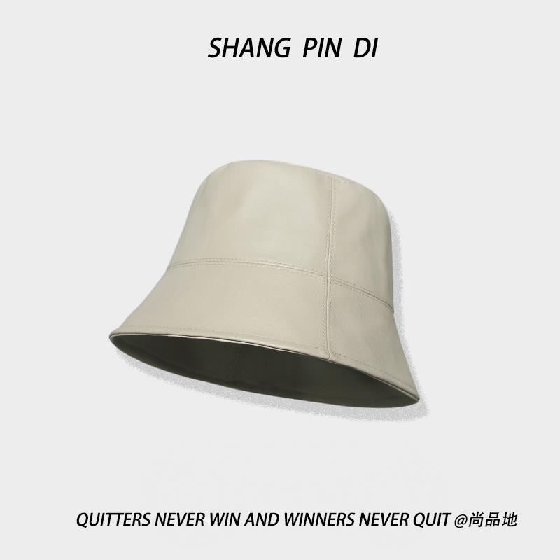 

Нишевая шляпа рыбака из искусственной кожи для мужчин и женщин, осень и зима, корейская версия, универсальная японская уличная ретро-шляпа-ведро, шляпа-тазик, прилив M（56-58cm）