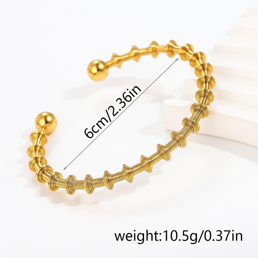 Adjustable Geometric Shape Stainless Steel Bracelet for Women - Simple, Fashionable, Open Design