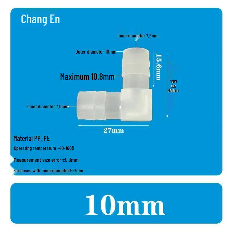L-Shaped 90° Right Angle Plastic Hose Connector & Reducer