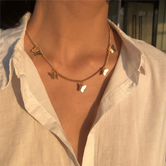 Simple Crystal Geometric Gold Pendant Necklace Set for Women Charms Fashion Square Rhinestone Female Vintage Jewelry