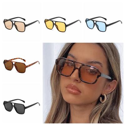 Doppelstrahl Square Sonnenbrille Großes Gestell Retro Brillen Personalisierte Pilot Sonnenbrillen Unisex