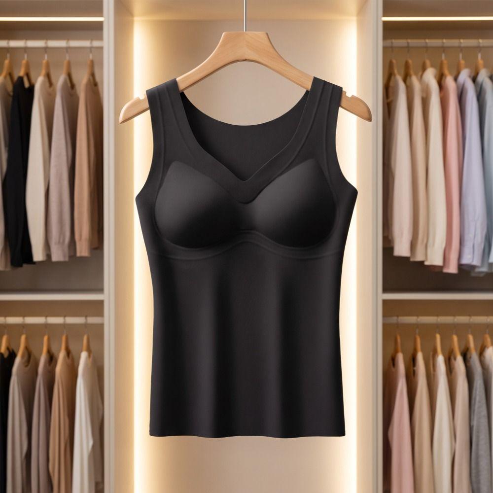 with Chest Pad Thermal Vest Underwear Bottoming Camisole Breathable Heating Vest Top  Autumn Winter