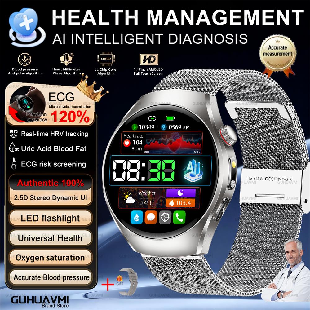 2026 Brand New Upgrade Health Check Smart Watch ECG Blood Lipid Uric Acid Body Fat Sports Waterproof Smart Watch For Man Women
