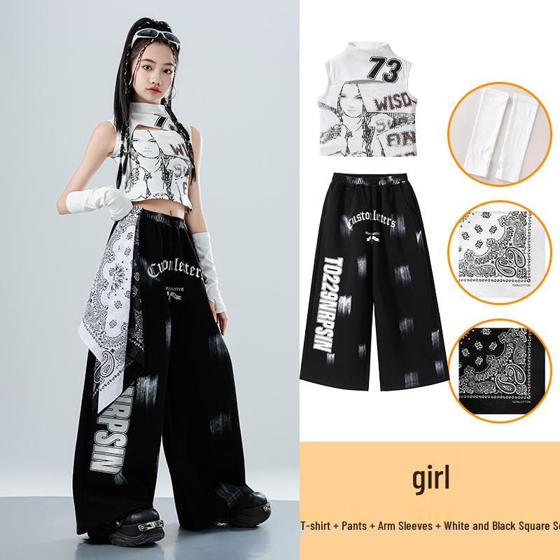 Trendy Girls' Jazz & Hip Hop Dance Crop Top Performance Costume