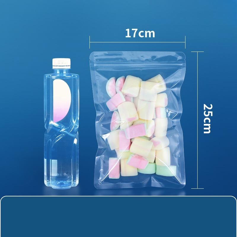 Double Layered 0.14mm Flat Bottom Seal Pocket Transparent Plastic Sealed Bag Suitable for Vegetable Dried Fruit Tea Leisure Fruit Packaging Storage