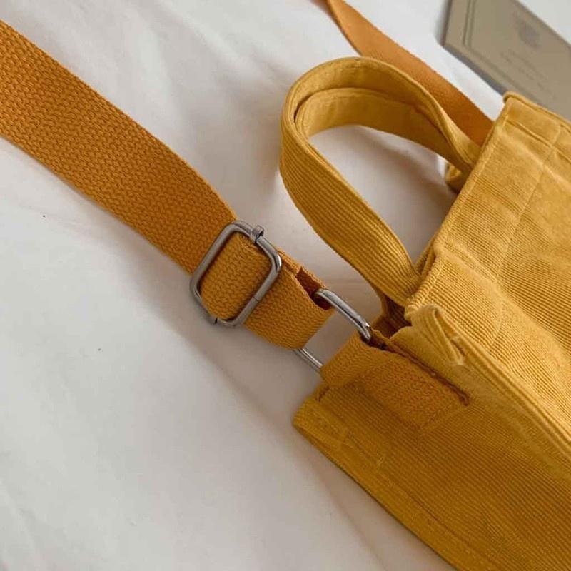 Women Corduroy Zipper Shoulder Bag Small Cotton Canvas Handbag Casual Tote Crossbody Bag Vintage Messenger Bags