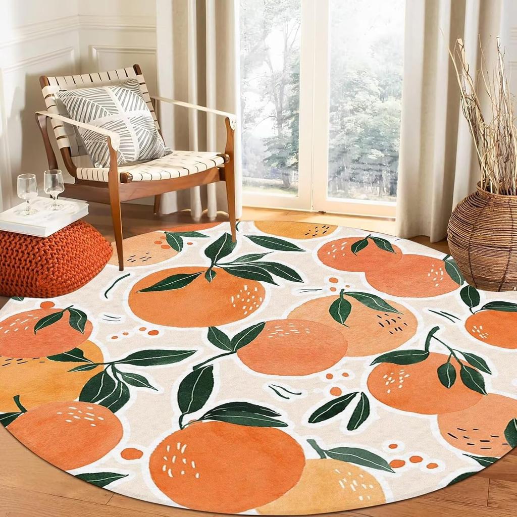 Round Strawberry Rug Kwaii Pink Circle Rugs for Bedroom Dorm Living Room Cute Area Rug Floor Mat Pad Doormat Carpet,
