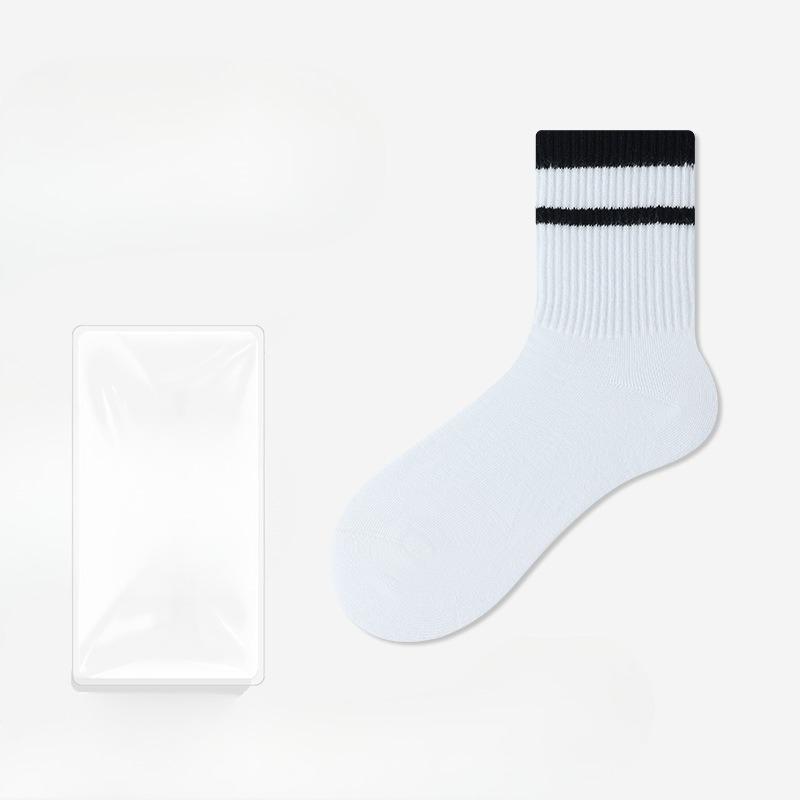 Женские осенние полосатые дезодорирующие носки из бесшовного хлопка, впитывающие пот 1 pair