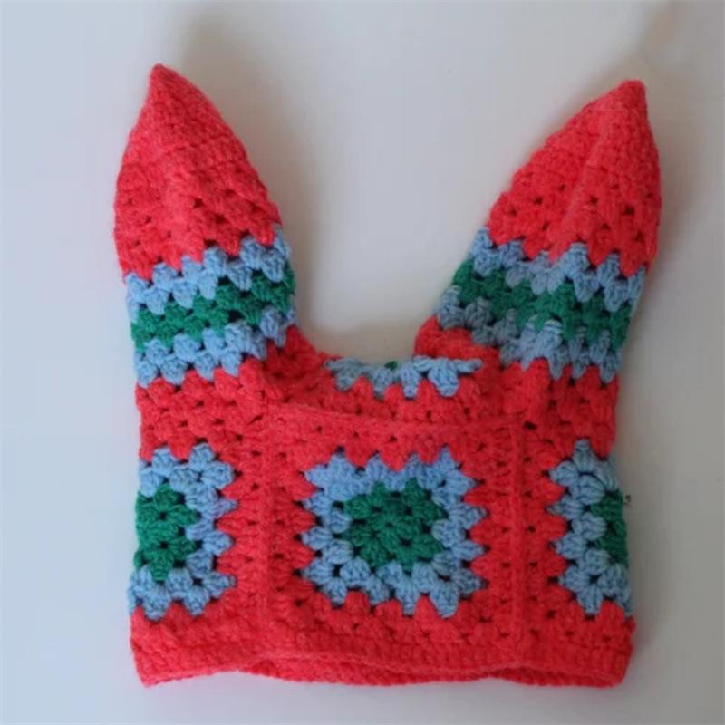 New Style Handmade Crocheted Checkerboard Mixed Color Fisherman Hat, Fashionable and Personalized Adult Hat