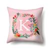 Polyester Pillowcase Pink Flower Home Decoration Print 26 English Letter Cushion Pillowcase