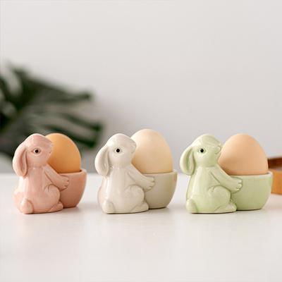 Ceramic Egg Cups Rabbit Egg Cup Egg Holder Stand  Bunny Egg Holder for Table Decoration