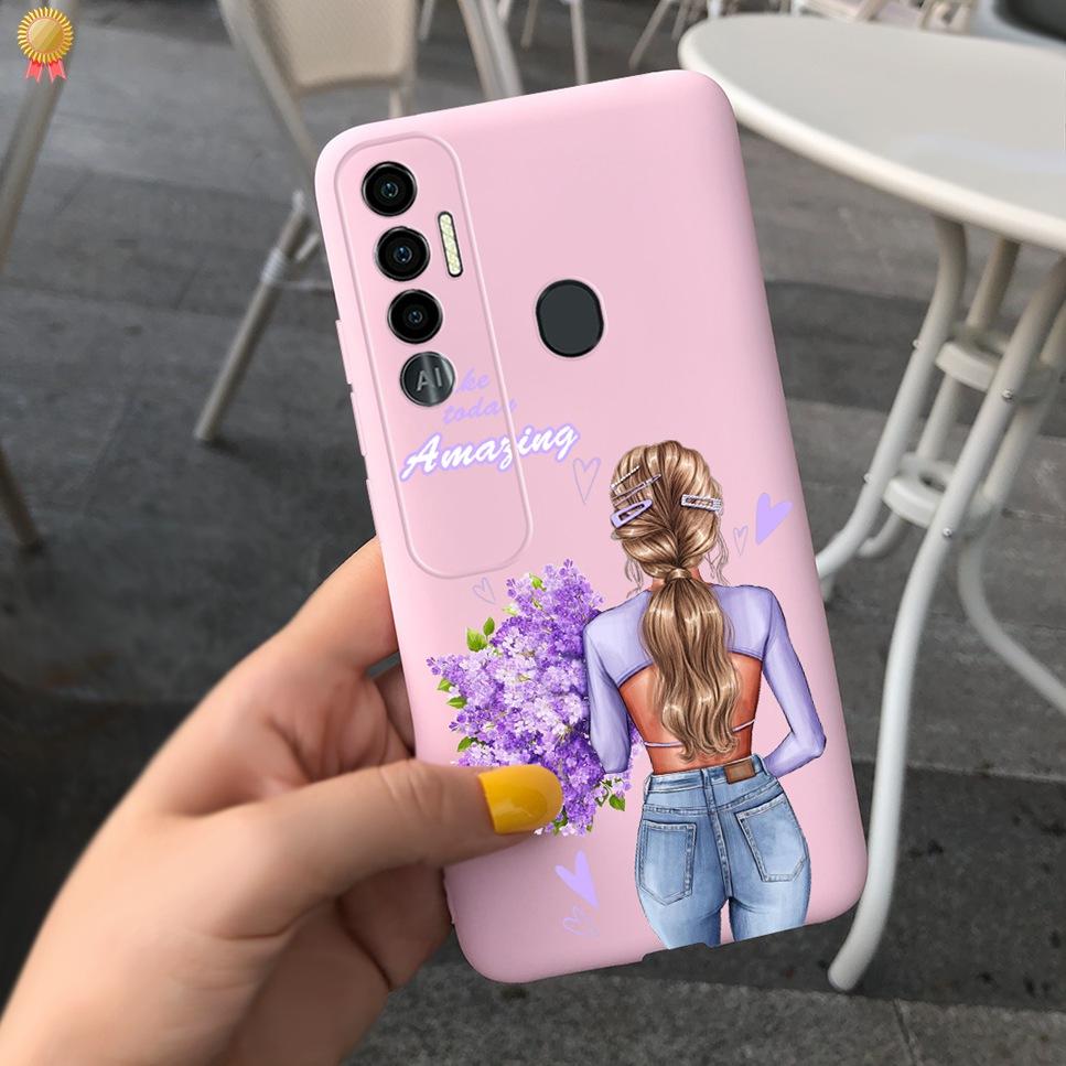 For Tecno Spark 7 P Pro 7P 7Pro Case Cute Girls Bear Back Cover Silicone For Tecno Spark7 P Pro Spark 7 P Pro 7P 7Pro Phone Case