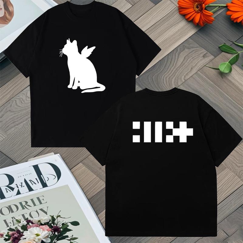 T-shirt Illit KPOP Girl Band associé à un album imprimé recto-verso style Gato Angel en coton coréen pour homme ample décontracté Y2K unisexe