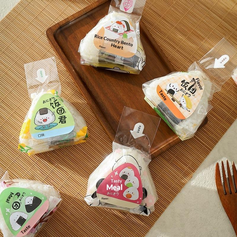 100Pcs Sushi Bags Lovely Japenese Triangle Rice Ball Disposable Packaging Bag Sushi Making Mold Bento Accessories