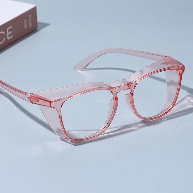 Fashionable Pink Transparent Box Women's Glasses, Full Frame Design, Transparent Lenses, Daily Casual Style