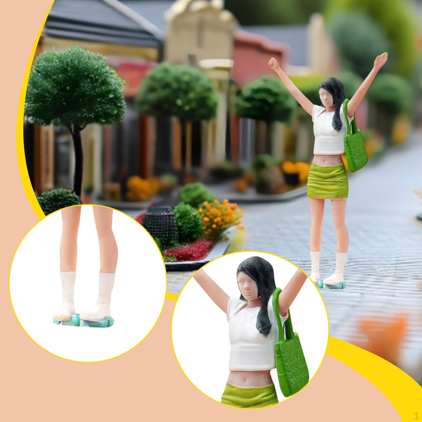 

1/64 Scale Miniature Girl Figure,Realistic Scene Props Simulation Mini Diorama for DIY
