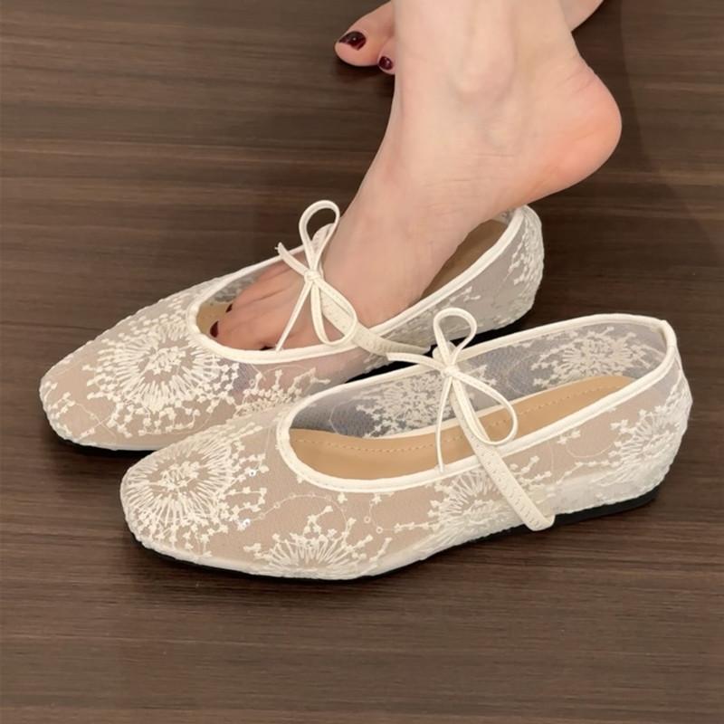 Fashion Bailamos Brand Women Flats Fashion Mesh Flat Shoes Ladies Elegant Mary Jane Shoes Soft Sole Outdoor Dress Ballerinas Shoes