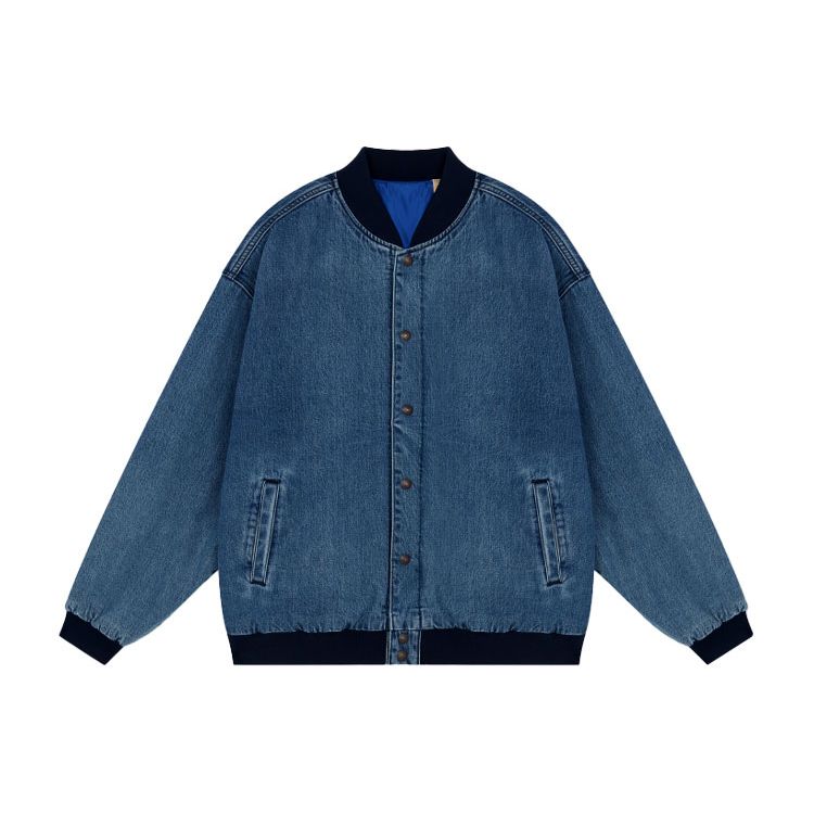 Levis FW21 Baseball Collar Single-Breasted Reversible Casual Denim Jacket Men Jackets Blue A1941-0000 S