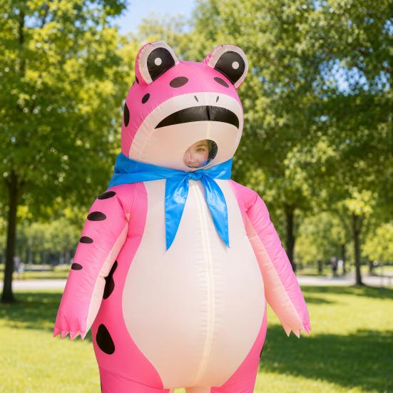 Frog Party Costume Inflatable for Adults, Blow-Up Suit with Air Blower, Animal Outfit Battery Box, Cartoon Green Halloween Cosplay Durable