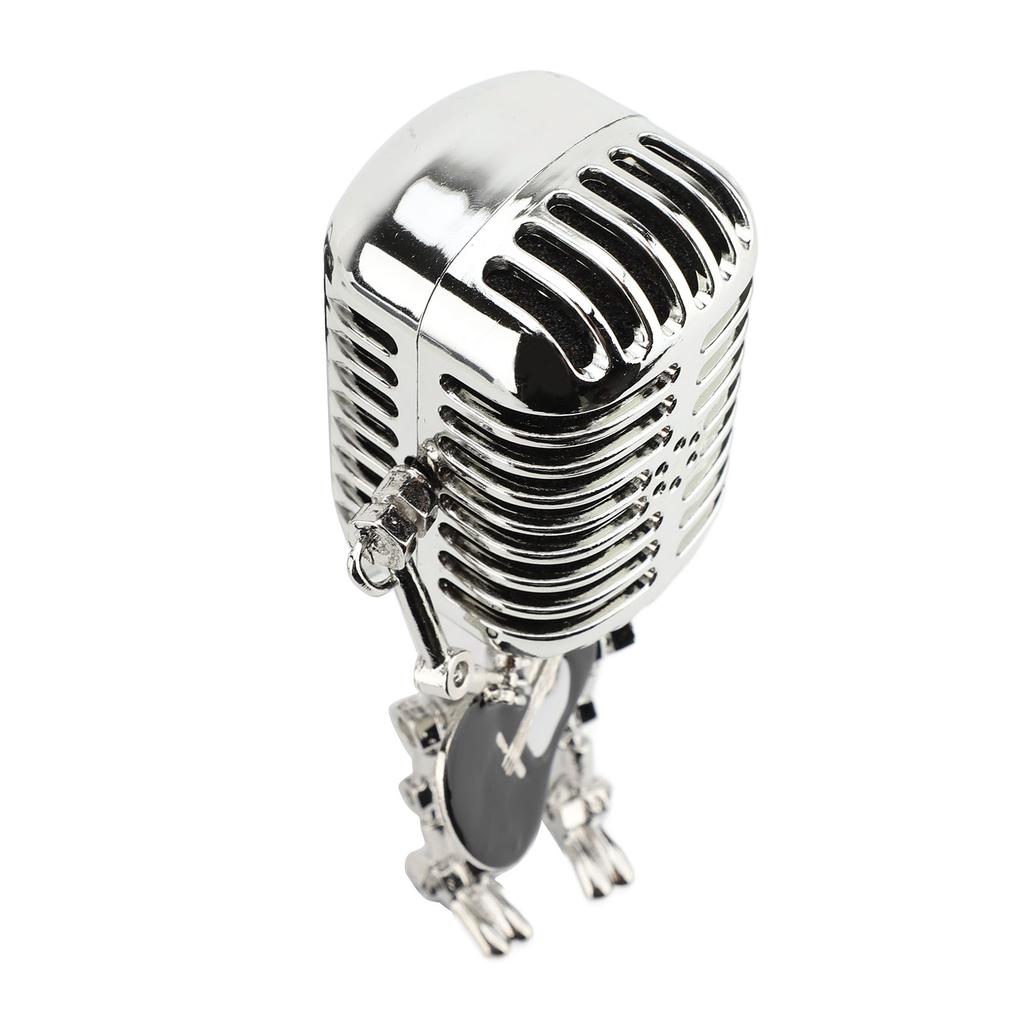 Vintage Microphone Guitar Robot Table Lamp Aluminum Retro Metal Robot Night Light for Bedroom Desk