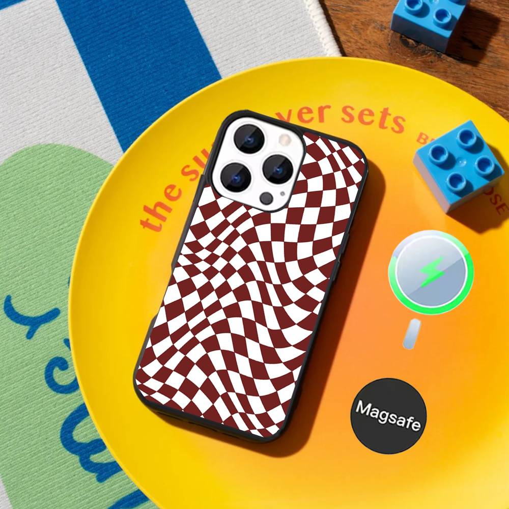 Checked chess board lattice Phone Case For iPhone 17,16,15,14,13,12,11,Pro,Max,Plus,Mini Magnetic Magsafe Wireless Charging