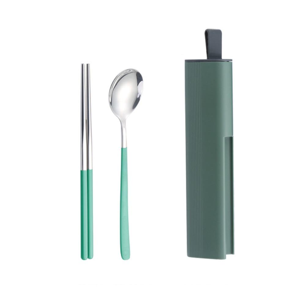 2/3Pcs Pull-out Cutlery Box Portable Cutlery Set Travel Utensils Set Camping Use Green 2pcs/set