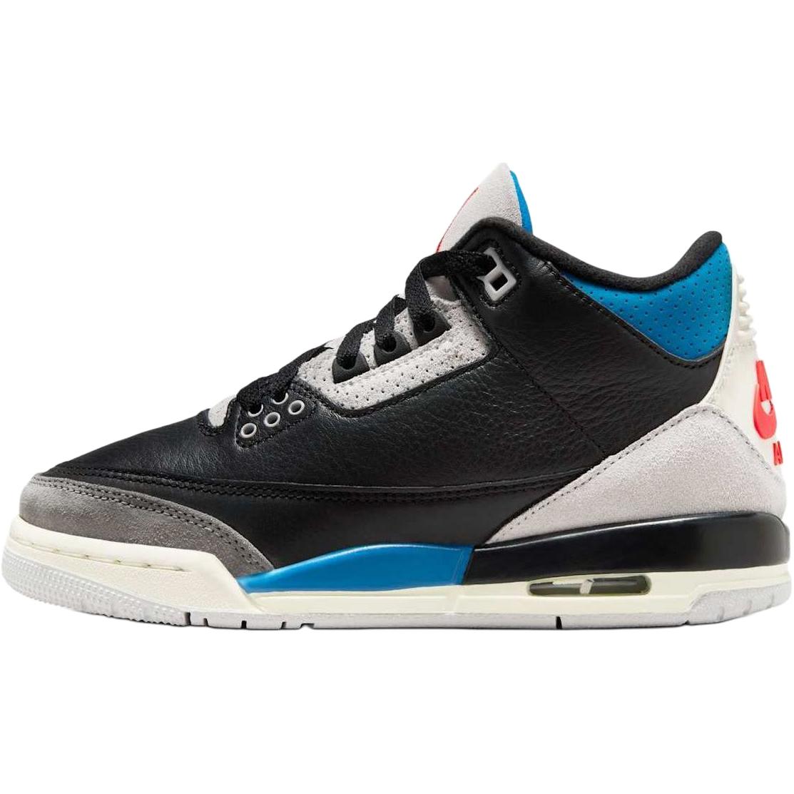 

New Jordan Air Jordan 3 Anti Slip Wear Resistant Mid Top Children s Basketball Shoes Black Gray Unisex IB8968-004 38.5