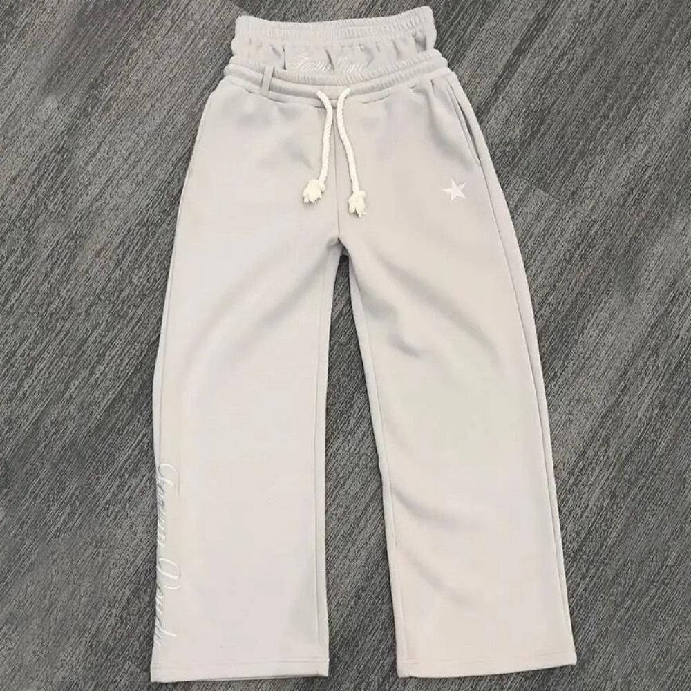 Y2K Herre Joggebukser Gotisk Trendy Dobbel Midje Unisex Joggebukser Hip Hop Amerikansk Stil Retro High Street Casual Treningsbukser