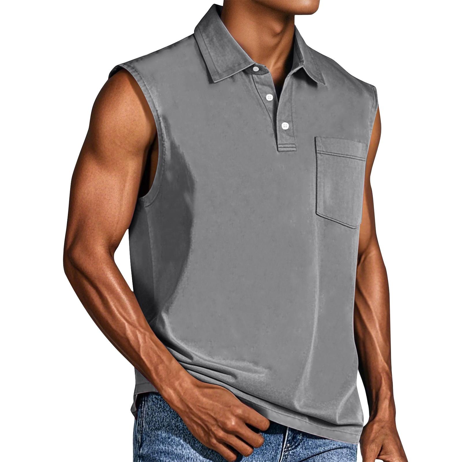 

Мужской летний однотонный спортивный жилет с карманами и пуговицами на лацканах, мужской спортивный повседневный жилет XXXL