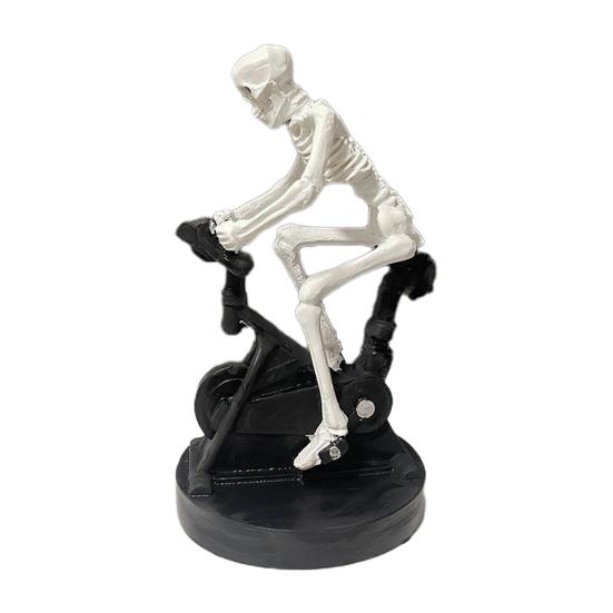Halloween Riding Bike Skeleton Statue Animated Fitness Bicycle Skeleton Figurine