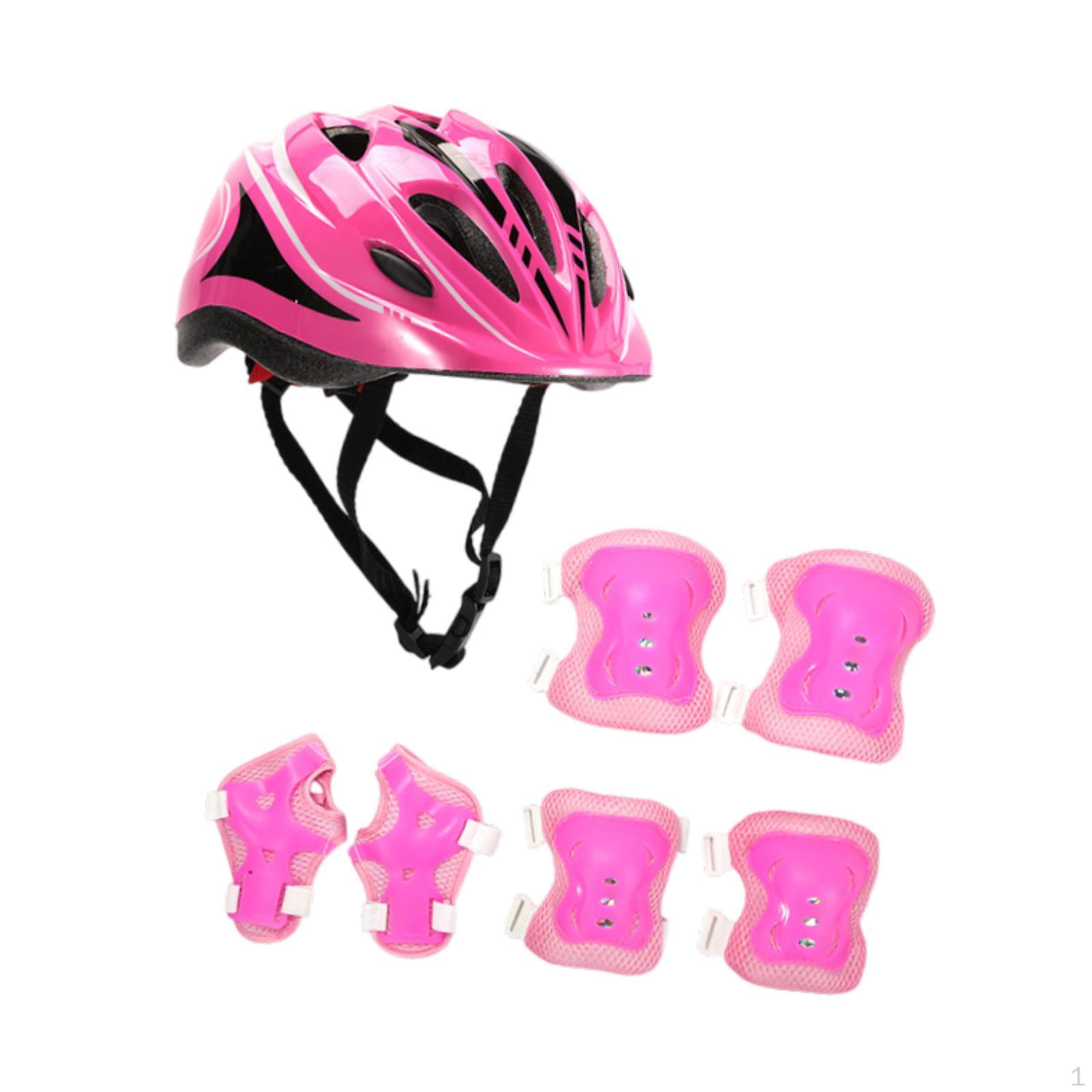 

7 шт./комплект регулируемых детских шлемов с защитой колен, локтей и запястий для активного отдыха розовый