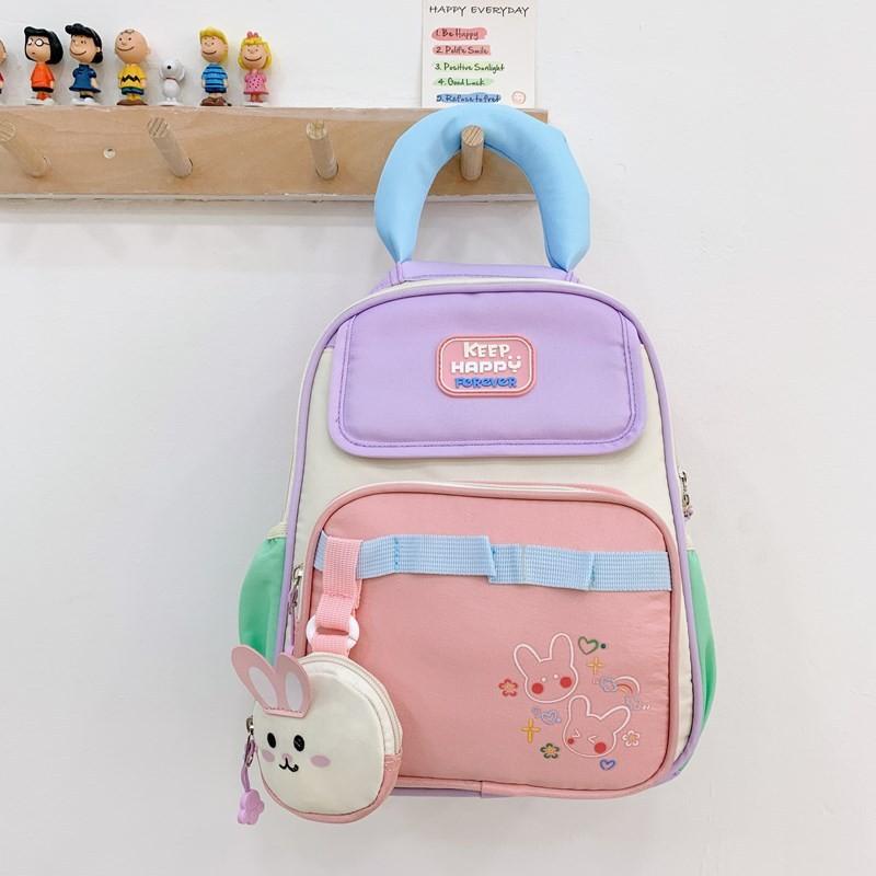 Blocked Color Backpack Kindergarten Backpack Casual Kids Lightweight Schoolbag