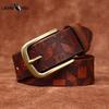 Belt Men's Diamond Laser Engraving Embossed First Layer Cowhide Leather Personality Trend Niche Casual Pin Buckle Belt