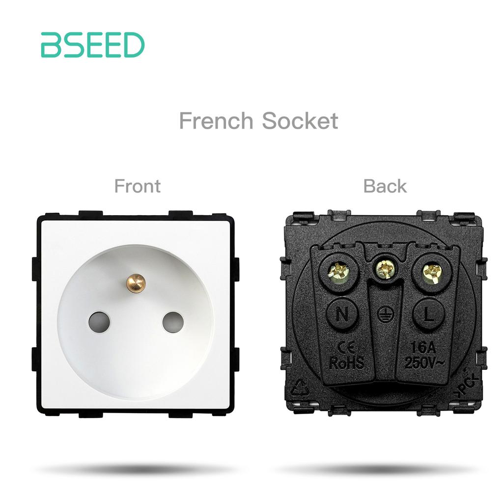 BSEED Zigbee 1/2/3Gang Smart Touch Switches Normal French Wall Sockets Type-c USB Function Parts Glass Panels DIY Combination