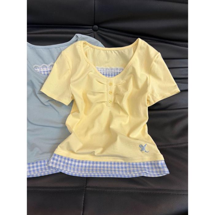 

Женский летний облегающий топ с длинными рукавами в балетном стиле, состоящий из двух частей Small жёлтый